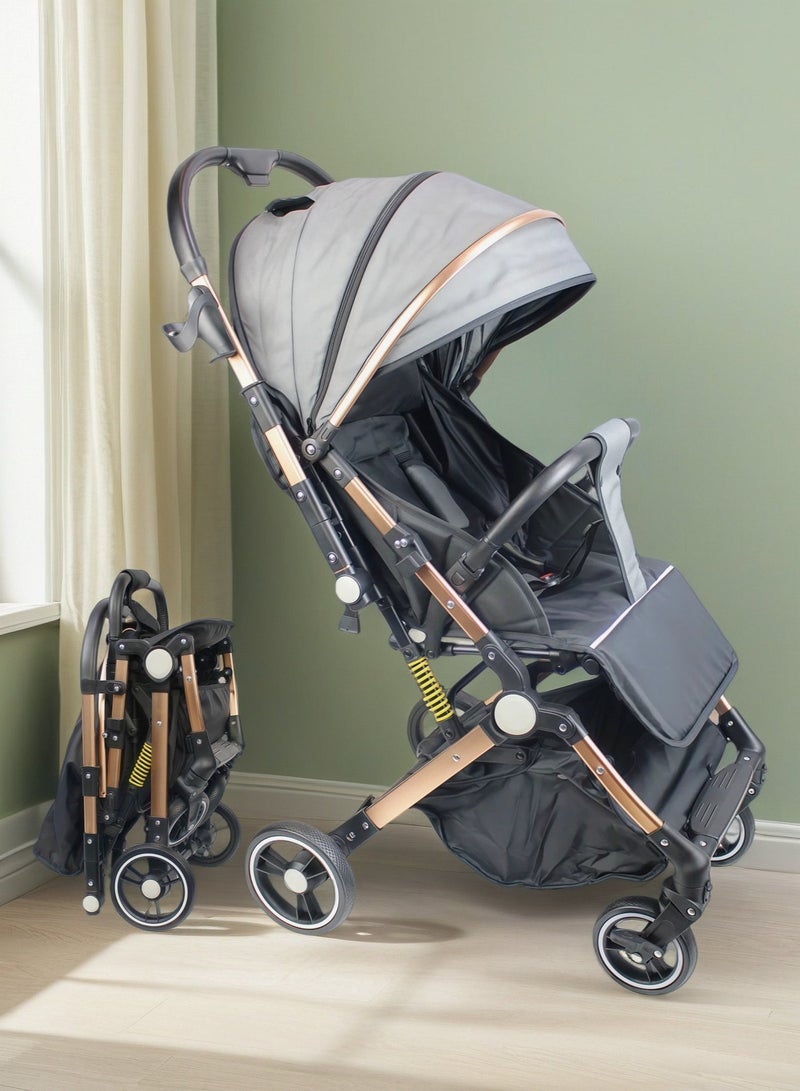 Two-way One-click Foldable Ultra Lightweight Travel Stroller Comfortable Shock Absorbent Multi Position Reclining Seat Adjustable Canopy Foldable Storage Basket NO.1105 - Image 1
